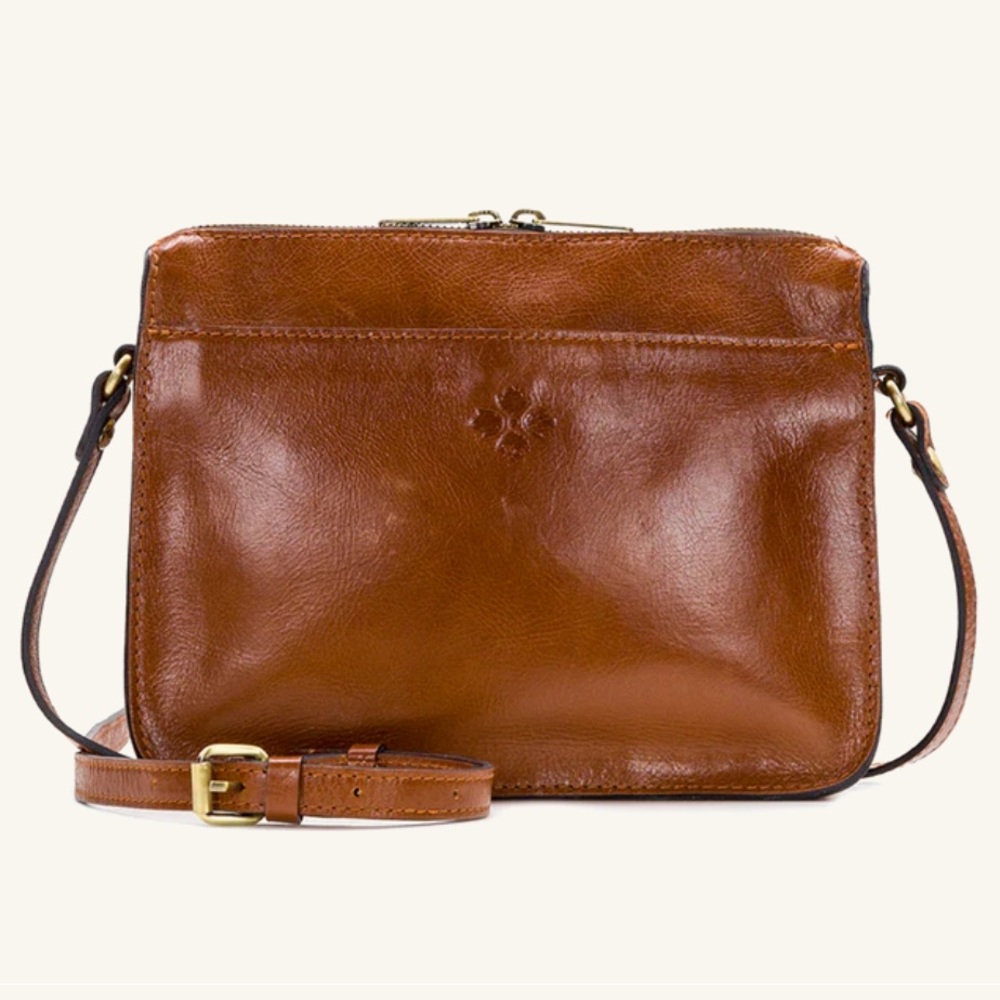 Patricia Nash Nazaire Leather Top-Zip Crossbody  Purse Bag Brown